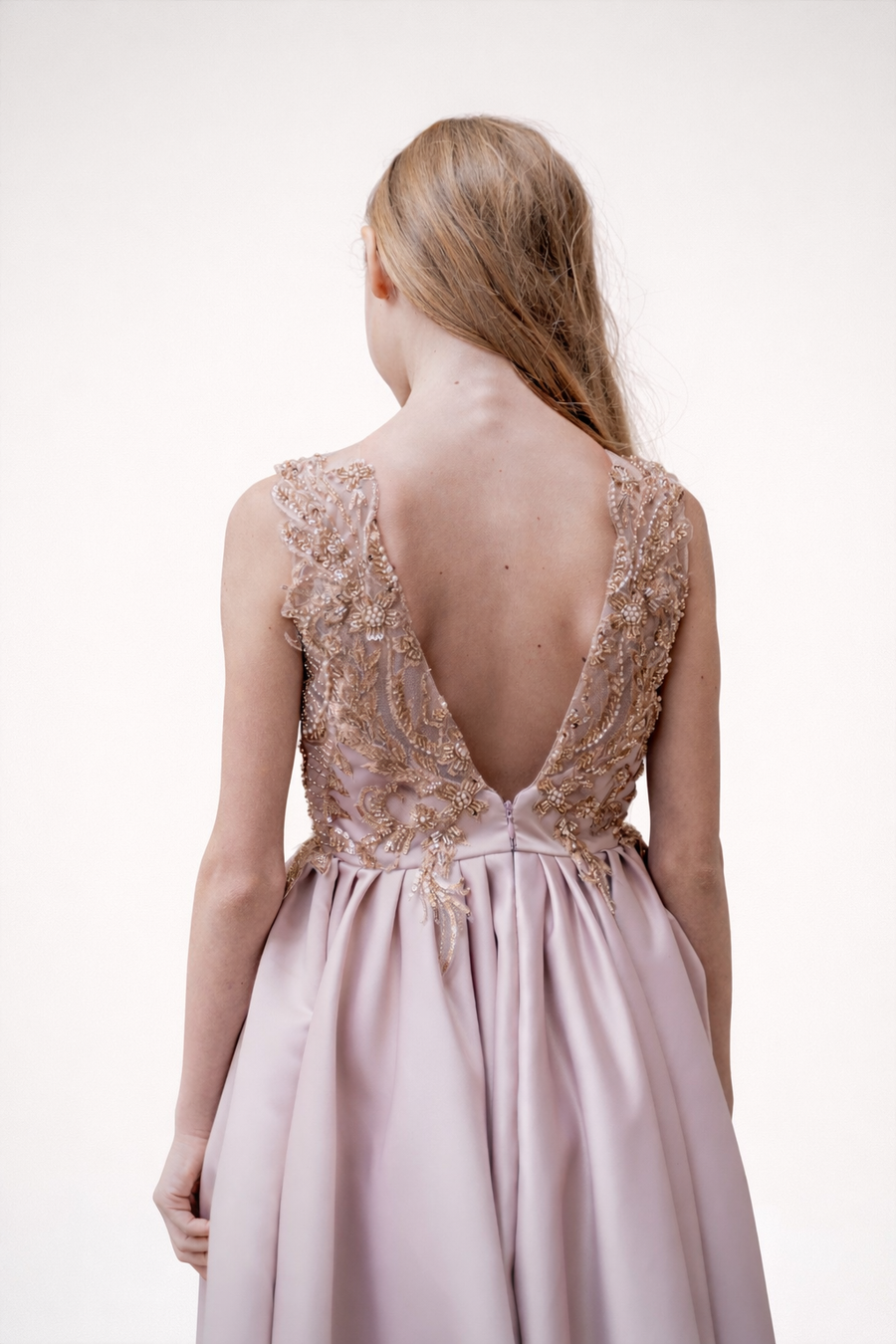 Embroidered Blush Pink Girls’ Dress
