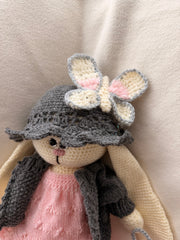 Hand-knitted rabbit toy Rosie Moonpaw