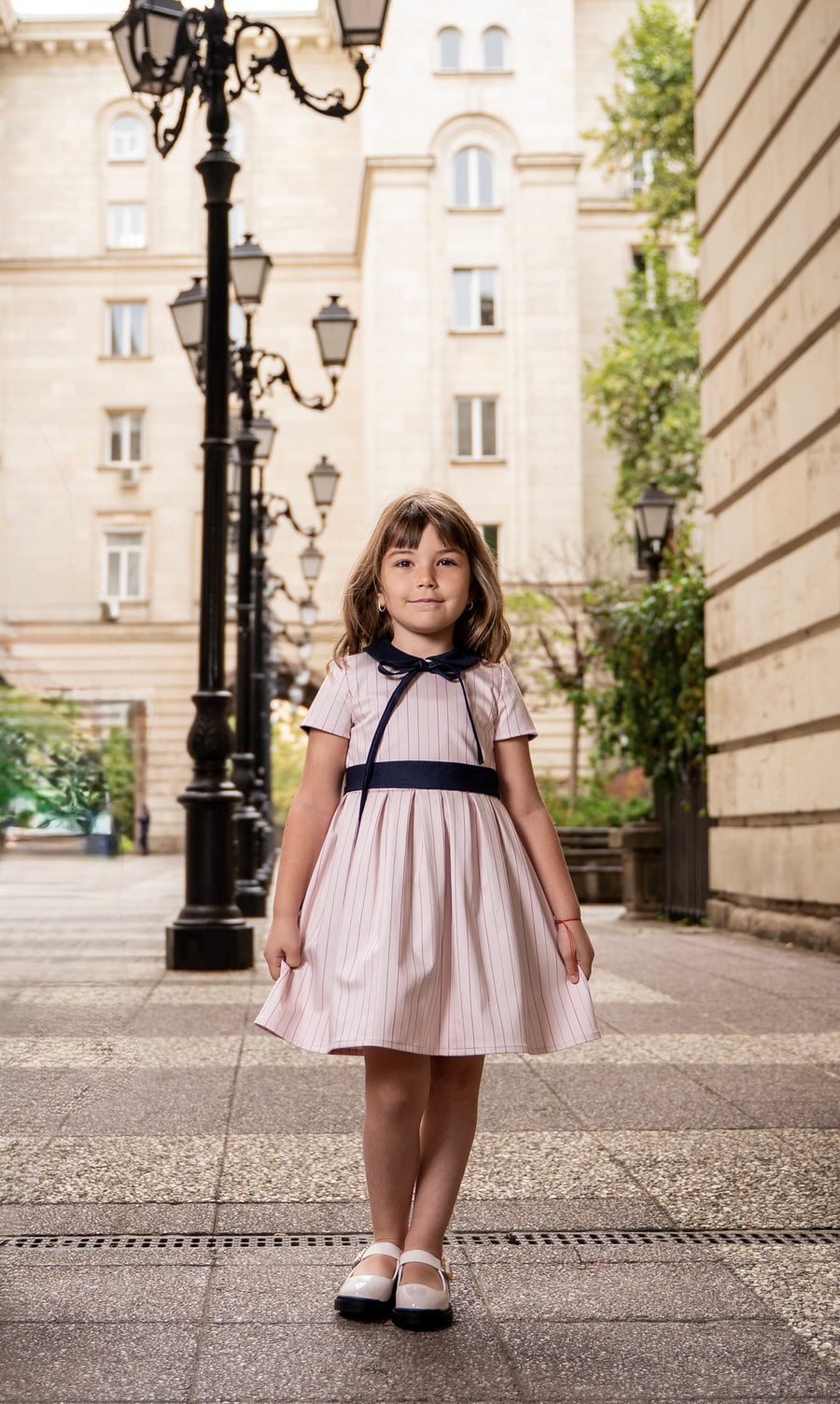 Girls’ Cotton Dress in Soft Powder Pink