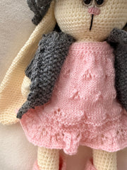 Hand-knitted rabbit toy Rosie Moonpaw
