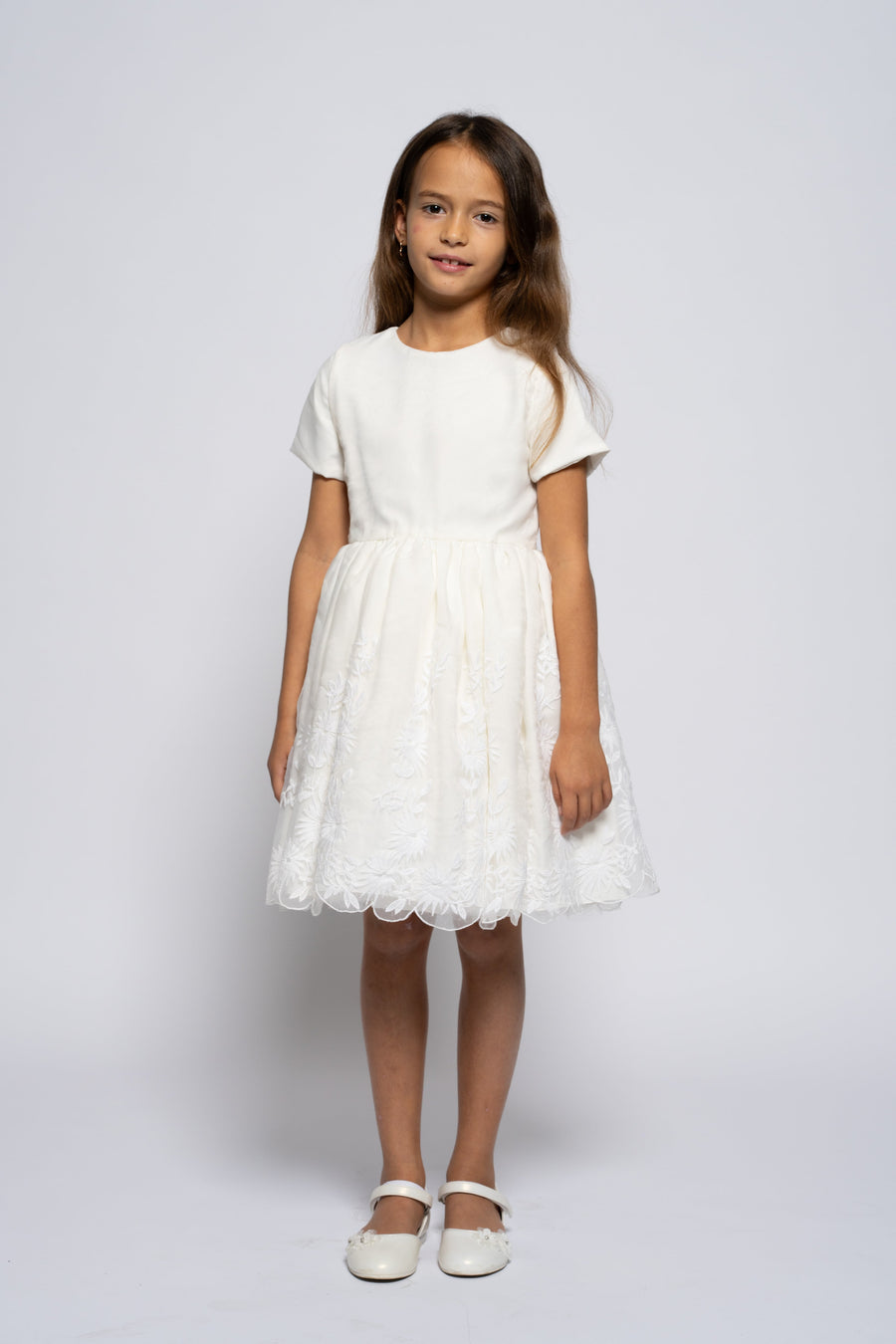 White embroidered organza dress