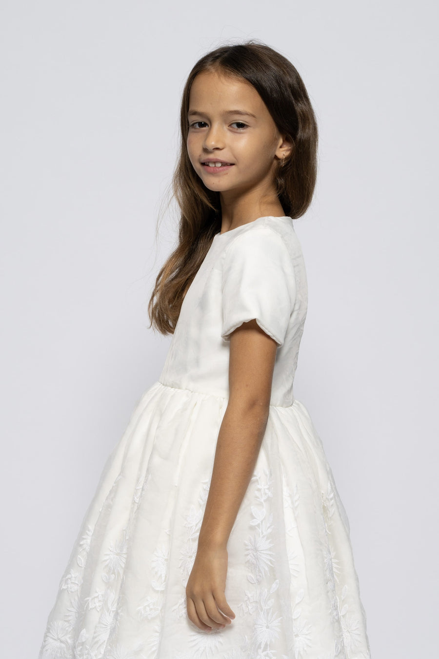 White embroidered organza dress