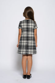 Kids plaid dress with roses