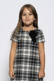 Kids plaid dress with roses