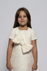 Kids white lace dress with a ribbon