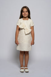 Kids white lace dress with a ribbon