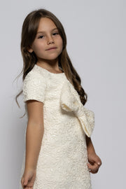 Kids white lace dress with a ribbon