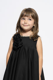 Kids black dress with roses and crystals