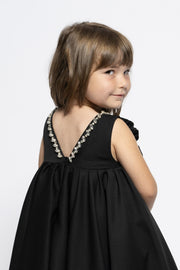 Kids black dress with roses and crystals