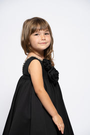 Kids black dress with roses and crystals