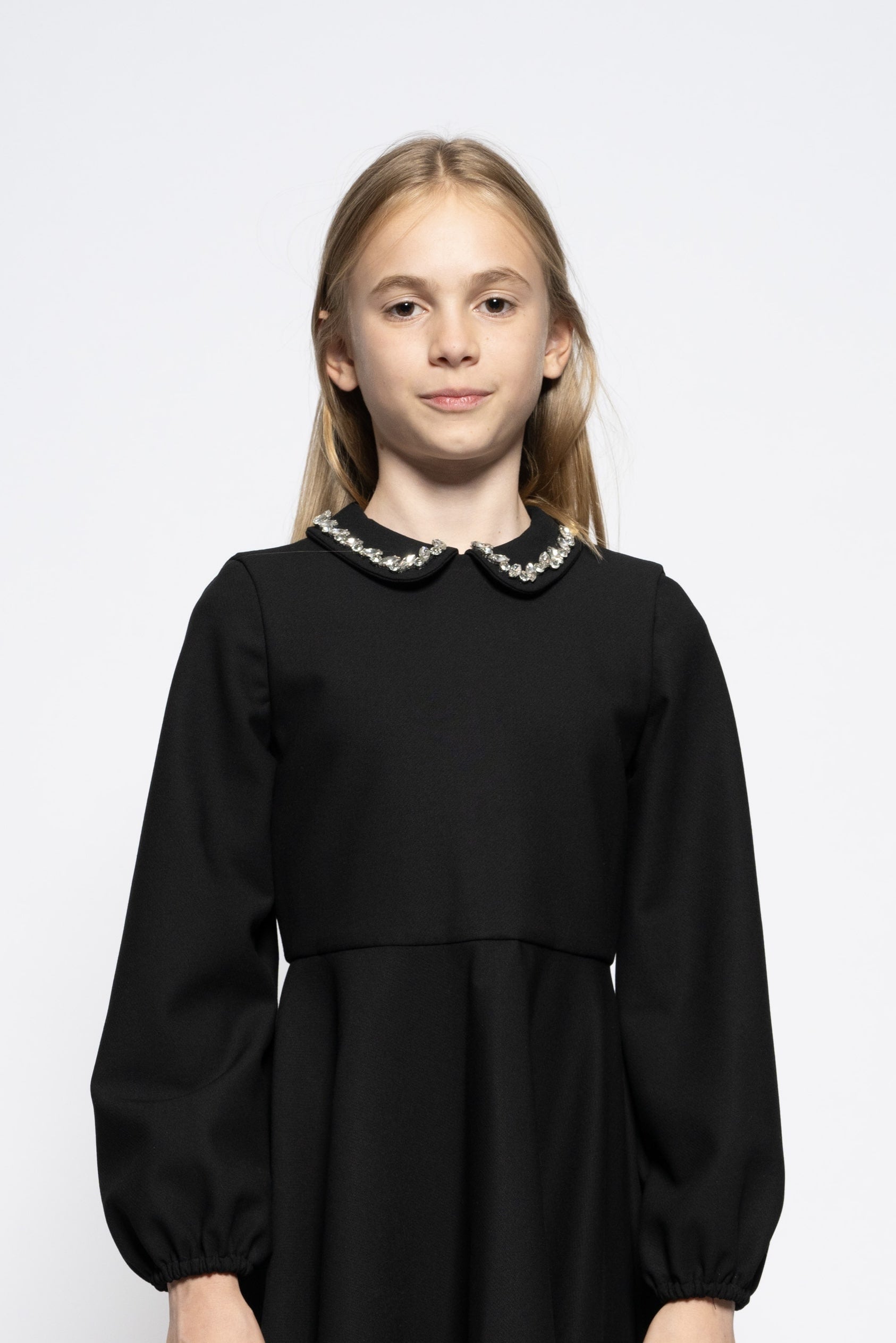 Kids black dress with crystal collar